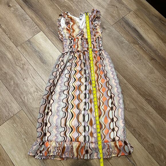 CHARLOTTE RUSSE Women's Multicolor Smocked Waist Midi Dress Size S - Picture 3 of 8